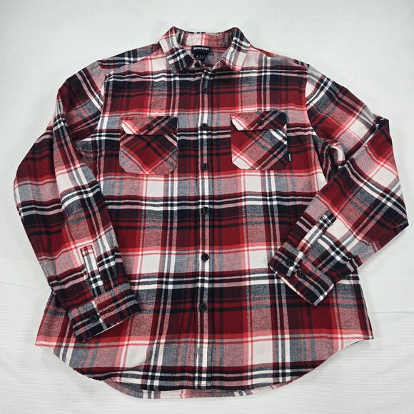 Burton Long Sleeve Button Up Red Plaid Brighton Flannel Men's Size Large - Picture 1 of 8